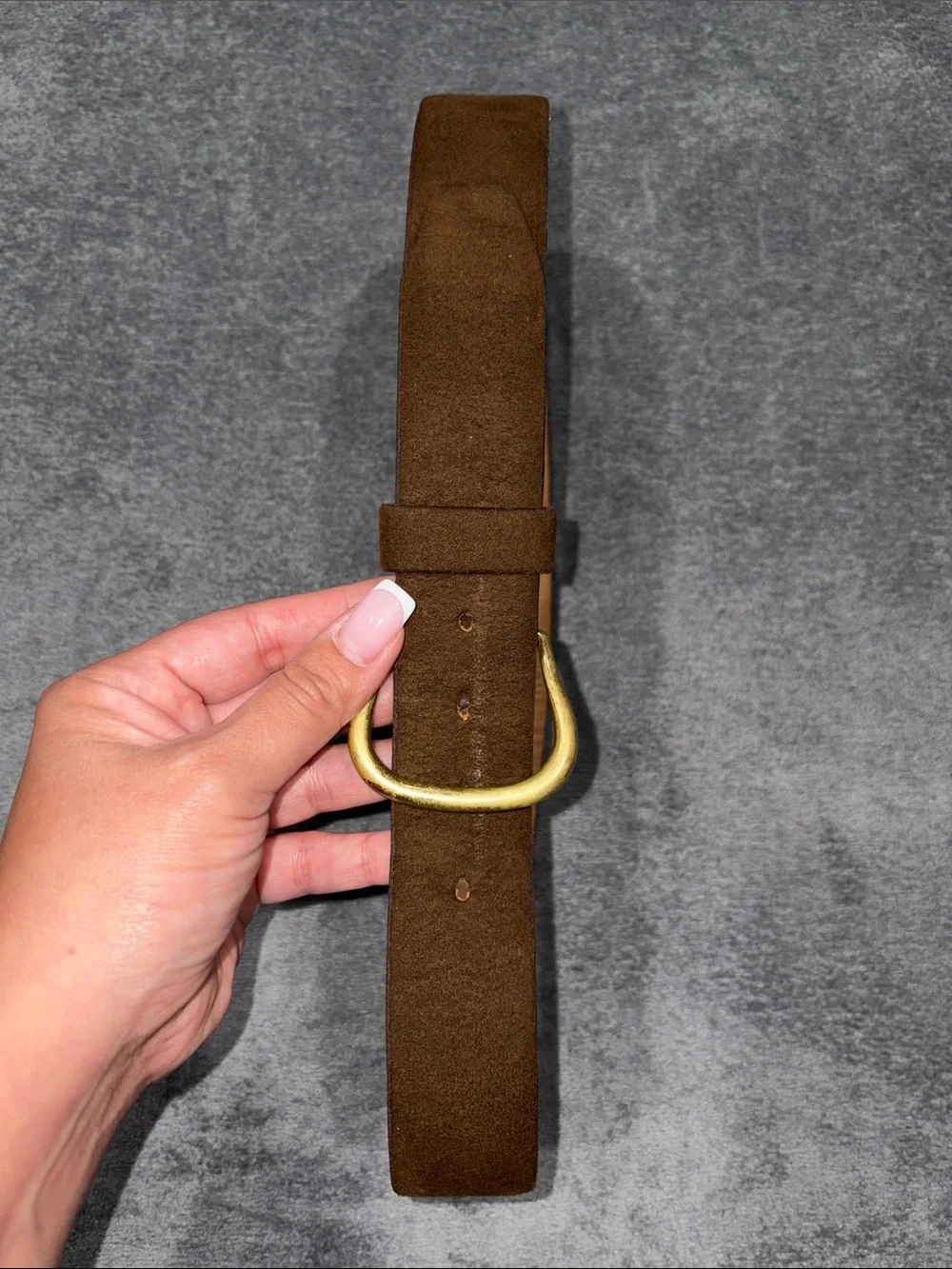 Halston- Brown Ultrasuede & Cowhide Belt Size 32